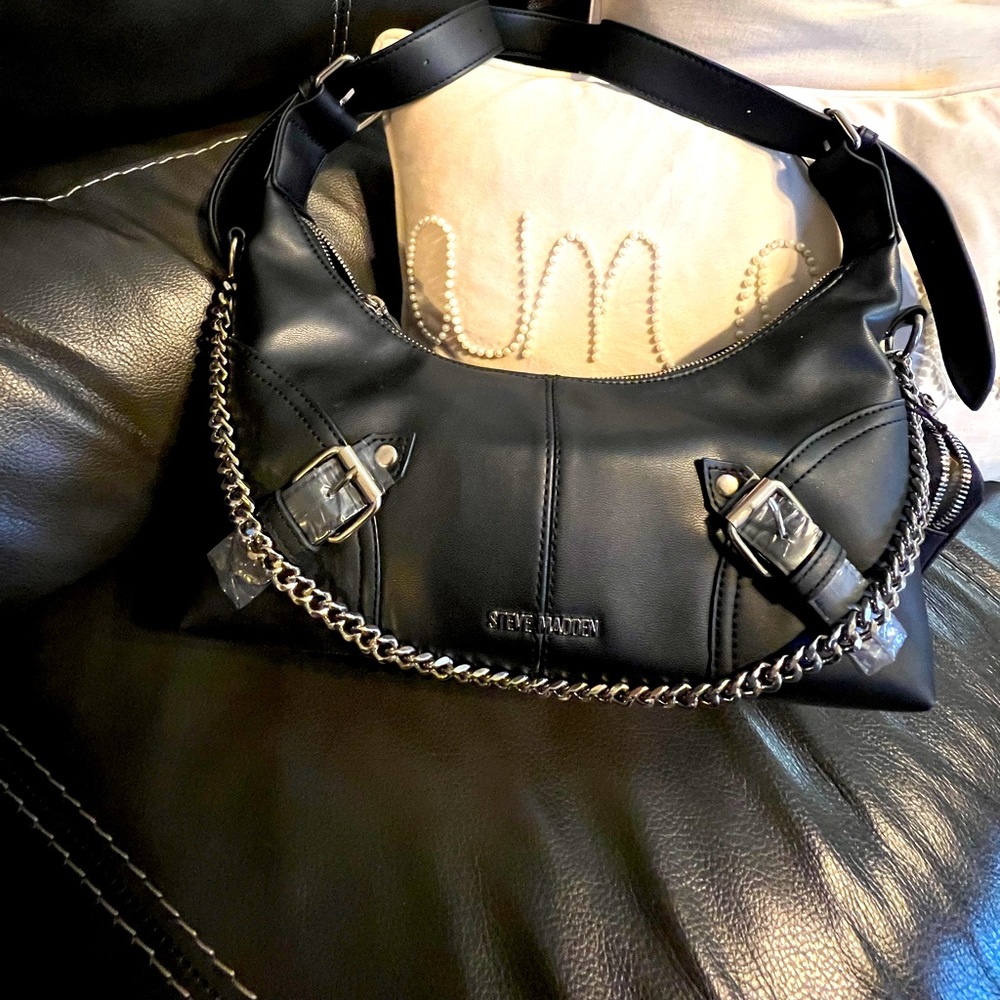 Steve Madden New Black Shoulder Purse Bag